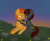 Size: 2828x2322 | Tagged: safe, artist:ember stone, artist:embermare, oc, oc:ember stone, oc:radray, pony, unicorn, couple, high res, hug, outdoors, sunset