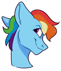 Size: 500x584 | Tagged: safe, artist:malphym, rainbow dash, pegasus, pony, g4, alternate hairstyle, bust, female, mare, short hair, simple background, smiling, smirk, solo, white background