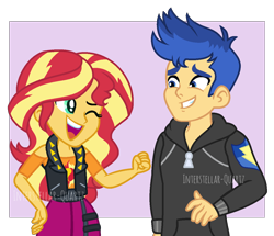 Size: 1224x1052 | Tagged: safe, artist:interstellar-quartz, flash sentry, sunset shimmer, equestria girls, g4, female, male, ship:flashimmer, shipping, straight