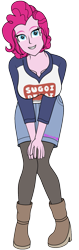 Size: 465x1465 | Tagged: safe, artist:3lknown0, pinkie pie, equestria girls, g4, breasts, busty pinkie pie, clothes, cosplay, costume, simple background, solo, sugoi dekai, transparent background, uzaki hana, uzaki-chan wants to hang out!