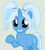 Size: 641x713 | Tagged: safe, artist:flowerneedsherpotato, artist:jadeharmony, trixie, pony, unicorn, g4, alternate hairstyle, babysitter trixie, base used, cute, diatrixes, female, gray background, grin, mare, pigtails, raised hoof, simple background, smiling, solo