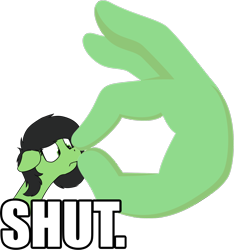 Size: 1932x2065 | Tagged: safe, artist:czaroslaw, oc, oc:anon, oc:filly anon, earth pony, pony, disembodied hand, emoji, female, filly, hand, ok hand sign, reaction image, simple background, text, transparent background, 👌