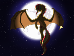 Size: 2000x1500 | Tagged: safe, artist:nebulastar985, sunset shimmer, alicorn, bat pony, bat pony alicorn, pony, g4, bat ponified, bat wings, female, flying, full moon, horn, mare, moon, night, race swap, solo, stars, wings