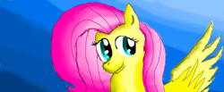 Size: 1051x435 | Tagged: safe, artist:maverickmam, fluttershy, pegasus, pony, g4, abstract background, bust, cute, female, mare, shyabetes, solo