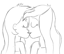 Size: 6000x5000 | Tagged: safe, anonymous artist, derpibooru exclusive, princess celestia, princess luna, principal celestia, vice principal luna, human, equestria girls, g4, bare shoulders, duo, female, incest, kiss on the lips, kissing, lesbian, principalest, ship:princest, shipping, sketch, sleeveless