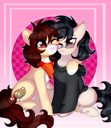 Size: 4520x5200 | Tagged: safe, artist:2pandita, oc, oc only, earth pony, pony, absurd resolution, clothes, female, glasses, hoodie, mare, one eye closed