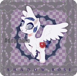 Size: 1033x1024 | Tagged: safe, artist:b11ss, oc, oc:shadow rose, pegasus, pony, abstract background, adoptable, animated, base used, blood, bow, eyeshadow, female, flat colors, flower, makeup, mare, reference sheet, wings