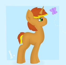Size: 1280x1270 | Tagged: safe, artist:embermare, artist:emberstoneeqf, oc, oc only, oc:radray, pony, unicorn, cute, male, side view, simple background, solo