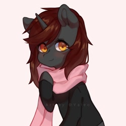 Size: 1280x1280 | Tagged: safe, artist:xvaleox, oc, oc:ember stone, pony, unicorn, clothes, commission, cute, hoodie, looking at you, scarf, ych result