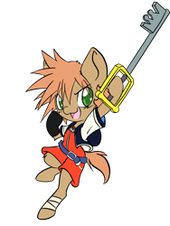 Size: 1536x2048 | Tagged: safe, artist:steelsoul, oc, oc only, oc:himmel, earth pony, pony, clothes, colt, costume, crossover, disney, earth pony oc, halloween, halloween costume, keyblade, kingdom hearts, male, simple background, solo, sora, transparent background
