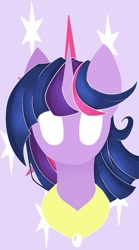 Size: 449x807 | Tagged: safe, artist:kebchach, part of a set, twilight sparkle, pony, g4, bust, cutie mark background, female, mare, minimalist, modern art, peytral, solo, white eyes