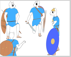 Size: 1020x826 | Tagged: safe, artist:lunarcaptain, anthro, armor, explicit source, roman, shield, soldier, ych sketch