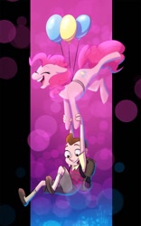 Size: 564x905 | Tagged: safe, artist:kicsterash, pinkie pie, g4, balloon, crossover, eyes closed, floating, milo murphy, milo murphy's law, ponk, then watch her balloons lift her up to the sky