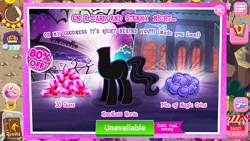 Size: 1280x720 | Tagged: safe, gameloft, screencap, the headless horse, headless horse, monster pony, pony, g4, advertisement, costs real money, gem, headless, introduction card, magic coins