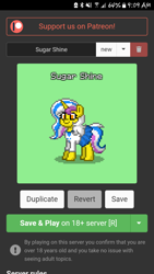 Size: 720x1280 | Tagged: safe, oc, pony, unicorn, pony town, clothes, game, patreon, patreon logo, school uniform, sugar shine