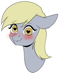 Size: 3503x4280 | Tagged: safe, artist:torihime, derpy hooves, pegasus, pony, g4, blushing, bust, commission, cute, derpabetes, female, heart, heart eyes, mare, simple background, solo, transparent background, wingding eyes, ych result