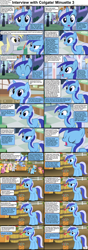 Size: 1282x3661 | Tagged: safe, cheerilee, derpy hooves, fluttershy, minuette, rainbow dash, scootaloo, spitfire, earth pony, pegasus, pony, unicorn, comic:celestia's servant interview, amending fences, g4, a day at the dentist, barrel, basket, canterlot, caption, colgate learns a lesson, cs captions, female, filly, foal, interview, mare, sink, stand, toothbrush