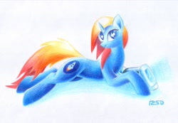 Size: 3246x2243 | Tagged: safe, artist:rsd500, oc, oc only, oc:starflight, pony, unicorn, augmented, blue fur, cute, drawing, high res, horn, looking at you, pencil drawing, simple background, solo, traditional art, white background