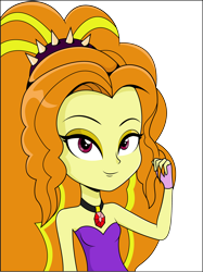 Size: 2078x2775 | Tagged: safe, artist:diilaycc, adagio dazzle, equestria girls, g4, bare shoulders, gem, headband, high res, looking at you, simple background, siren gem, sleeveless, smiling, solo, strapless, transparent background