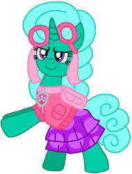 Size: 705x927 | Tagged: safe, artist:徐詩珮, glitter drops, pony, unicorn, series:sprglitemplight diary, series:sprglitemplight life jacket days, series:springshadowdrops diary, series:springshadowdrops life jacket days, g4, alternate universe, clothes, cute, female, glitterbetes, i can't believe it's not ejlightning007arts, mare, paw patrol, simple background, skye (paw patrol), transparent background