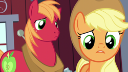 Size: 1280x720 | Tagged: safe, screencap, applejack, big macintosh, earth pony, pony, brotherhooves social, g4, female, male, mare, stallion