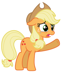 Size: 6303x6586 | Tagged: safe, artist:estories, applejack, earth pony, pony, g4, absurd resolution, applejack's hat, cowboy hat, crying, crying on the outside, female, hat, look of betrayal, mare, open mouth, raised hoof, sad, simple background, solo, transparent background, vector