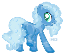 Size: 1200x1009 | Tagged: safe, artist:jennieoo, oc, oc only, goo, goo pony, original species, pony, g4, bubble, butt, commission, cute, female, foam, mare, plot, show accurate, simple background, slime, smiling, solo, transparent background