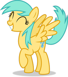 Size: 5980x6777 | Tagged: safe, artist:starcollider, sunshower raindrops, pegasus, pony, friendship is magic, g4, .svg available, ^^, absurd resolution, cute, eyes closed, female, mare, no nose, raised hoof, raised tail, simple background, solo, tail, transparent background, vector