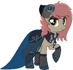 Size: 1200x1159 | Tagged: safe, artist:jennieoo, oc, oc:atari, earth pony, pony, g4, animated, clothes, commission, cute, dress, female, flower, gala dress, goth, mare, rainbow, raised hoof, rose, show accurate, simple background, smiling, solo, transparent background, vector