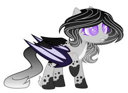 Size: 3041x2217 | Tagged: safe, artist:thieeur-nawng, oc, oc only, oc:midnight, bat pony, pony, base used, bat pony oc, bat wings, colored hooves, feathered fetlocks, female, high res, mare, raised hoof, simple background, solo, white background, wings