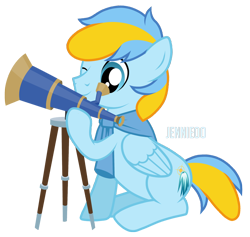 Size: 1200x1138 | Tagged: safe, artist:jennieoo, oc, oc only, oc:stardust, pegasus, pony, g4, colt, commission, curious, male, show accurate, simple background, solo, telescope, transparent background, vector