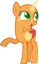 Size: 727x1184 | Tagged: safe, artist:pegasski, oc, oc only, alicorn, pony, g4, where the apple lies, alicorn oc, bald, base, eyelashes, female, filly, foal, freckles, horn, looking up, open mouth, raised hoof, simple background, smiling, solo, transparent background, two toned wings, underhoof, wings