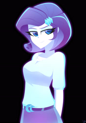 Size: 2292x3264 | Tagged: safe, artist:xan-gelx, rarity, equestria girls, g4, alternate hairstyle, black background, female, hair, high res, looking at you, short hair, simple background, solo