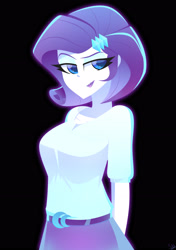 Size: 2292x3264 | Tagged: safe, alternate version, artist:xan-gelx, rarity, equestria girls, g4, alternate hairstyle, big breasts, black background, breasts, busty rarity, female, hair, high res, lipstick, milf, short hair, simple background, solo