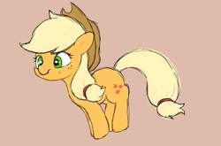 Size: 1139x751 | Tagged: safe, artist:mochi_nation, applejack, earth pony, pony, g4, :t, female, mare, red background, simple background, solo