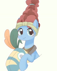Size: 1560x1920 | Tagged: dead source, safe, artist:ginmaruxx, meadowbrook, earth pony, pony, g4, blushing, cute, female, healer's mask, mare, mask, meadowcute, simple background, solo, white background