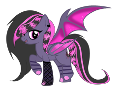 Size: 2846x2107 | Tagged: safe, artist:nightfoxgangsters, oc, oc only, oc:zoe, bat pony, pony, bat pony oc, bat wings, emo, female, high res, simple background, solo, transparent background, wings