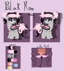 Size: 2311x2596 | Tagged: safe, artist:nightfoxgangsters, oc, oc only, oc:black rose, bat pony, pony, bat pony oc, bat wings, high res, reference sheet, solo, wings
