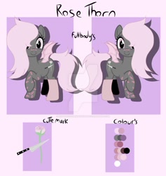 Size: 1280x1350 | Tagged: safe, artist:nightfoxgangsters, oc, oc only, oc:rose thorn, bat pony, pony, bat pony oc, bat wings, cute, female, reference sheet, solo, wings