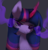 Size: 506x531 | Tagged: safe, artist:mwerrycult, twilight sparkle, pony, g4, bust, colored horn, curved horn, female, glowing horn, horn, mare, portrait, possessed, signature, solo, sombra eyes, sombra horn