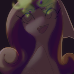 Size: 1000x1000 | Tagged: safe, artist:mwerrycult, queen chrysalis, pony, g4, bust, disguise, disguised changeling, fake cadance, female, glowing eyes, mare, portrait, signature, solo