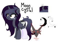 Size: 1856x1268 | Tagged: safe, artist:nightfoxgangsters, oc, oc only, oc:moon crystal, alicorn, pony, alicorn oc, female, horn, reference sheet, simple background, solo, transparent background, wings