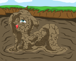 Size: 2000x1600 | Tagged: safe, alternate version, artist:amateur-draw, fluttershy, pegasus, pony, g4, 90s grunge fluttershy, baseball cap, cap, clothes, covered in mud, female, gasp, hat, mare, messy, mud, mud bath, muddy, shirt, simple background, skirt, solo, wet and messy