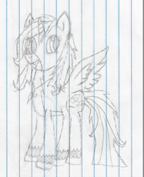 Size: 1096x1344 | Tagged: safe, artist:twin-fan, oc, oc only, alicorn, pony, alicorn oc, female, horn, lineart, lined paper, mare, solo, traditional art, wings