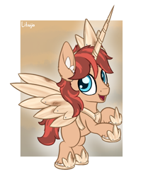 Size: 1050x1300 | Tagged: safe, artist:litrojia, oc, oc only, oc:cottonwood kindle, earth pony, pony, abstract background, blank flank, clothes, colt, costume, crossdressing, ear fluff, fake alicorn, fake horn, fake wings, halloween, halloween costume, hoof shoes, jewelry, looking at you, male, open mouth, peytral, regalia, smiling at you, solo, tiara, wood, younger