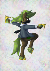 Size: 1169x1654 | Tagged: safe, artist:calena, oc, oc only, changeling, clothes, commission, frog (hoof), hooves, mask, necktie, ninja, serious, simple background, solo, suit, underhoof, ych result
