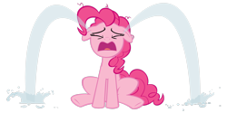 Size: 3458x1734 | Tagged: safe, artist:randomtmcr, pinkie pie, earth pony, pony, g4, crying, female, mare, ocular gushers, simple background, solo, tears of stress, transparent background, vector