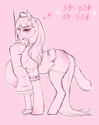 Size: 2480x3109 | Tagged: safe, artist:themstap, oc, pony, advertisement, any gender, any race, any species, auction, auction open, blushing, clothes, commission, costume, halloween, halloween costume, hat, high res, holiday, makeup, nurse, nurse hat, nurse outfit, sassy, socks, solo, stockings, thigh highs, ych example, your character here