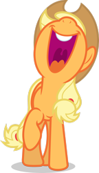 Size: 1858x3227 | Tagged: safe, artist:luckreza8, applejack, earth pony, pony, crusaders of the lost mark, g4, .svg available, nose in the air, open mouth, raised hoof, simple background, singing, solo, transparent background, uvula, vector, volumetric mouth, we'll make our mark