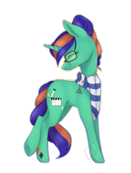 Size: 629x829 | Tagged: safe, artist:daringpineapple, oc, oc only, pony, unicorn, clothes, eyes closed, female, scarf, simple background, solo, transparent background